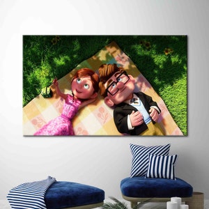 Couple Art Canvas, Love Wall Art, Valentine Printed, Romantic Artwork, Up Carl And Ellie Printed, Airm House Wall Decor,