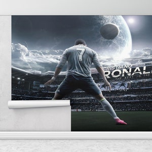 Papier peint autocollant, papier peint personnalisé, art mural en papier, papier peint sport, Cristiano Ronaldo, art mural Cristiano Ronaldo,