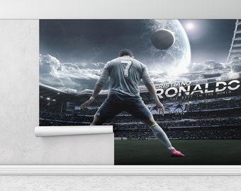 Behang Peel en Stick, Custom Wall Paper, Paper Wall Art, Sport Wallpaper, Cristiano Ronaldo, Cristiano Ronaldo Wall Art,