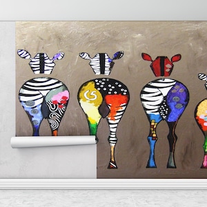 Murale di Banksy, Zebra astratta Wall Decor, Banksy Zebra Wall Poster, Zebra Wall Print, Pittura Carta da parati, Pittura murale di moda,