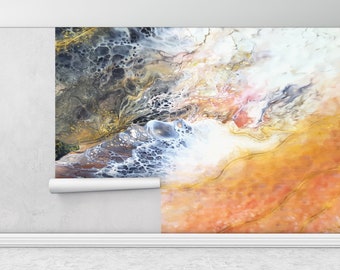 Wall Paper Peel and Stick, Abstract Mural, Contemporary Wall Print, Bright Wall Paper, Modern Wall Paper, , Marble Wall Poster,