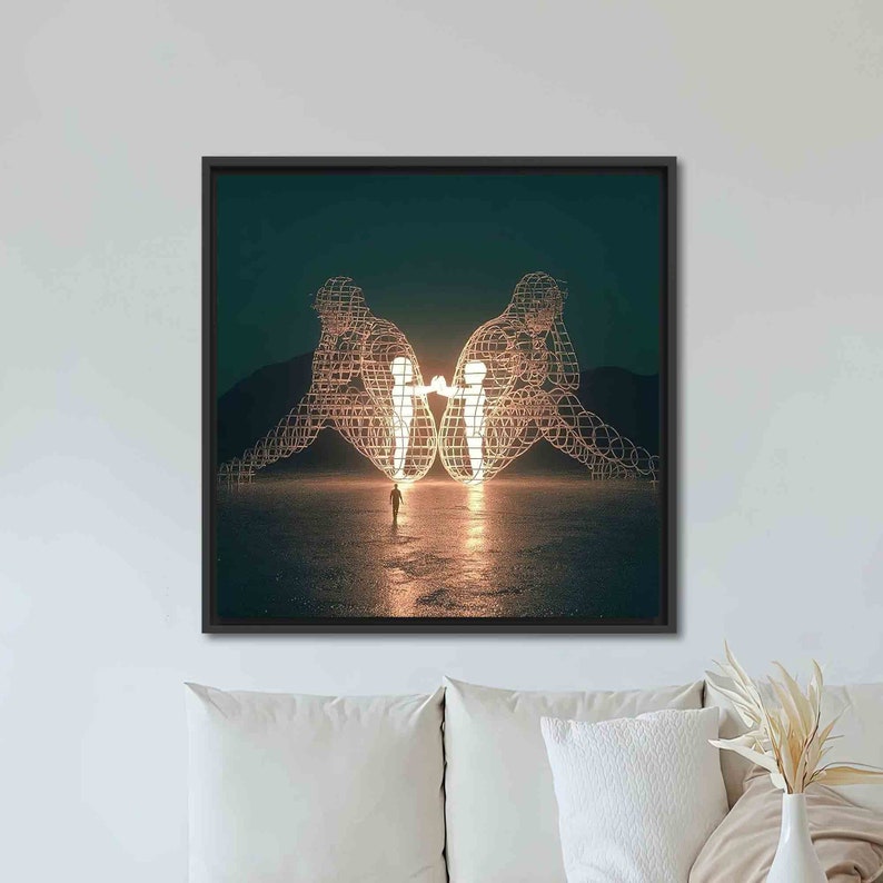 Two People Turning Their Backs On Each Other At Burning Man, Modern Canvas Art, Trendy Art Canvas, Inner Child Art Canvas, image 4