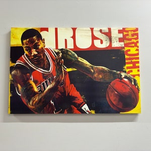 Póster de Derrick Rose, lienzo de gimnasio, motivación impresa, arte de cueva de hombre, póster de jugador de baloncesto, lienzo de baloncesto, arte de lienzo deportivo,