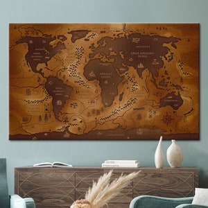 Old World Map, Old Map Printed, Educational Art, Map Printed, Brown Art, Vintage Printed, World Map Printed,