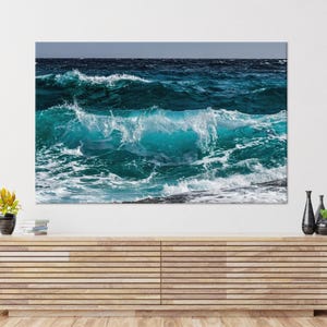 Holiday Decor Art, Living Room Wall Art, Coastal Canvas Gift, Sea Waves Canvas Art, Ocean Canvas Decor, View Wall Art, Large Wall Decor,
