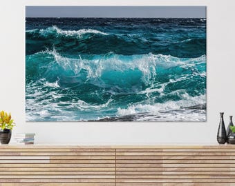 ホリデーデコレーションアート、リビングルームの壁アート、海岸のキャンバスギフト、海の波のキャンバスアート、海のキャンバスデコレーション、景色のウォールアート、大きな壁の装飾、