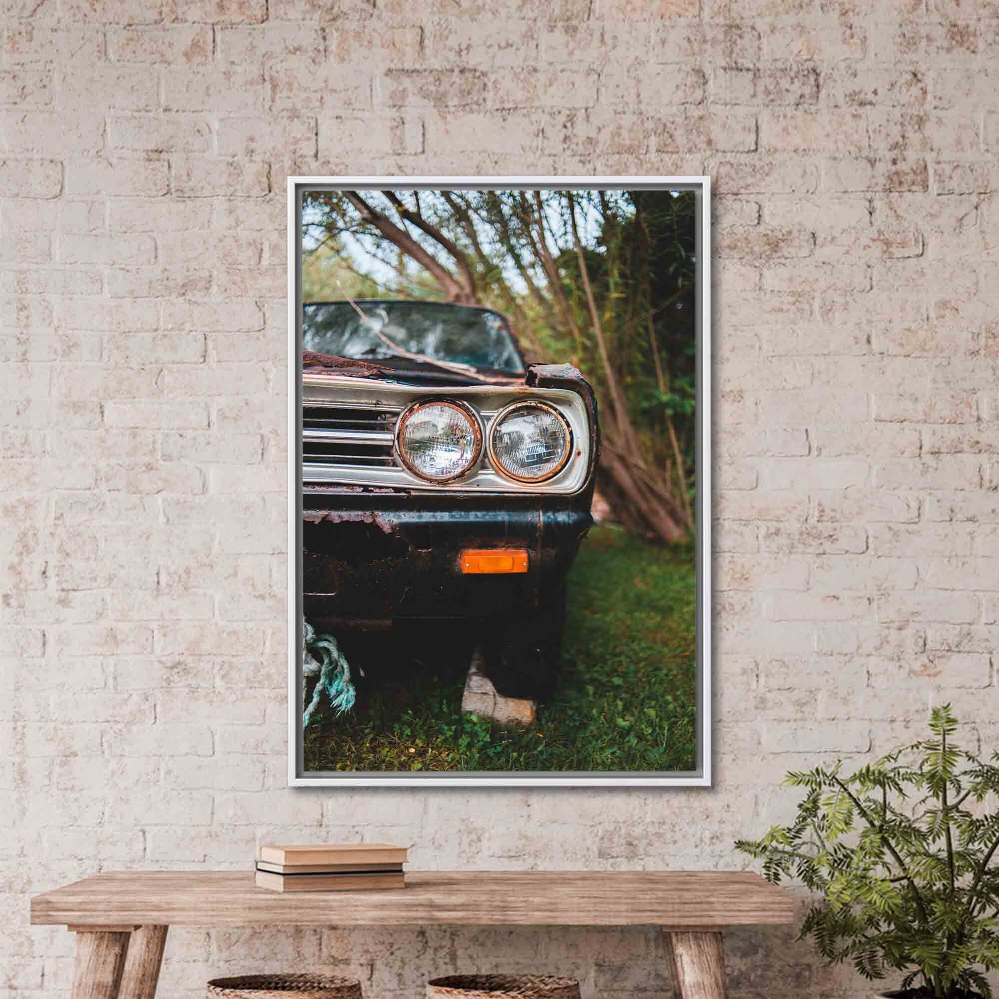 クラシックカーアートキャンバス、錆びた車のアート、アメリカ車の