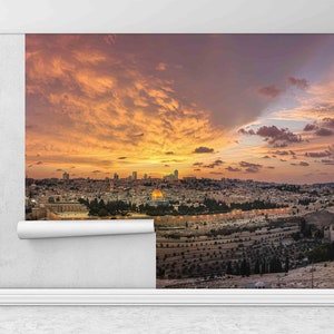 Jerusalem Wall Decor, Jerusalem Cityscape Wallpaper, Muslim Wall Print, Ramadan Eid Gift Wall Mural, Wall Art Decor, Living Room Wall Art,