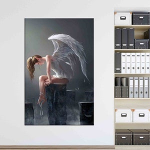 Wall Art, Large Wall Art, 3D Wall Art, Angel Woman, Abstract Art Canvas, Modern Canvas Print, Winged Woman Canvas Gift,