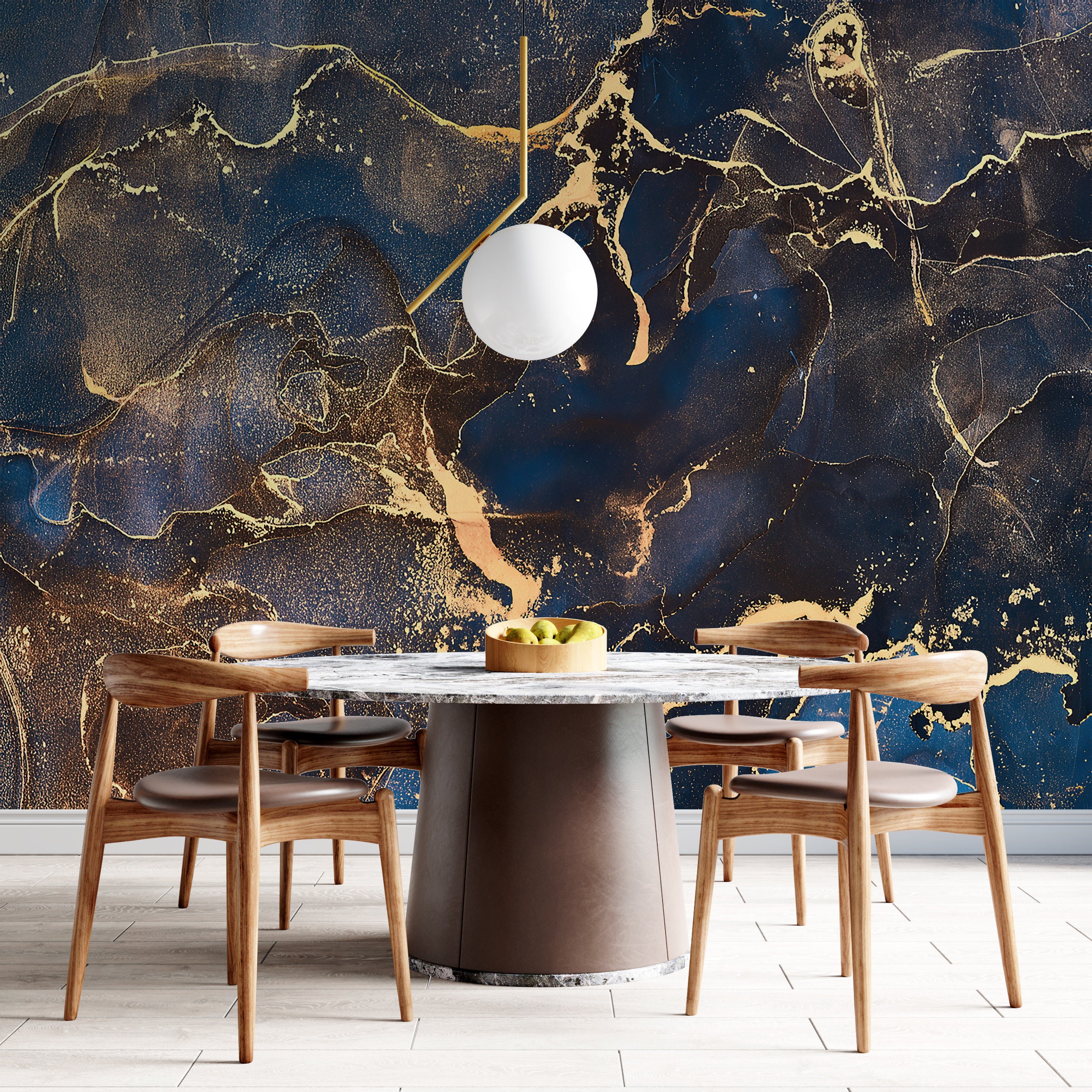Navy Blue and Gold Marble, Luxury Marble Wallpaper, Modern Marble Wall ...