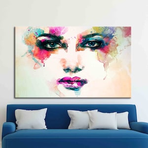 Girl Wall Decor, Watercolor Artwork, Abstract Woman Art Canvas, Woman Wall Art, Watercolor Woman Poster, Woman Portrait Art Canvas,