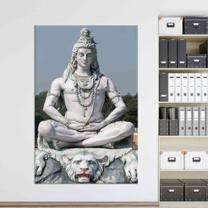 Shiva Canvas, Gift for Her, Abstract Canvas Gift, Large Wall Art, Shiva Statute, Home Decor Wall Art, Shiva Statue Canvas Gift,