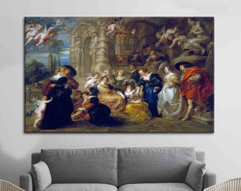 O Jardim do Amor, Arte Clássica, Reprodução em Tela, Impressão em Óleo, Arte de Parede Famosa, Tela Vintage,