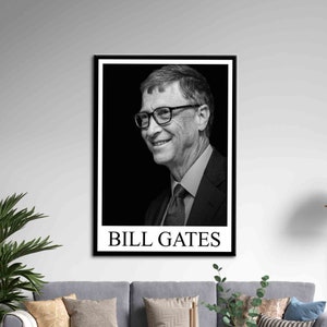 Bill Gates, Famous Quote Wall Art, Portrait Canvas, Famous Wall Art, Bill Gates Artwork, Portre Canvas, Celebrity Art Canvas,