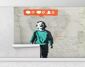 Graffiti Wall Mural, Painting Mural, Banksy Social Media Mural, Nobody Like Me Wall Decor, Low Social Media Wall Decor, Abstract Wall Print,