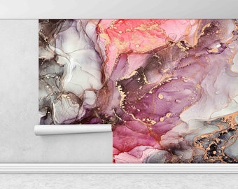 Gold Wall Poster, Abstract Wall Paper Art, Luxury Marble Wall Painting, Marble Wall Print, Pink And Gray Marble Wall Painting,Gift For House