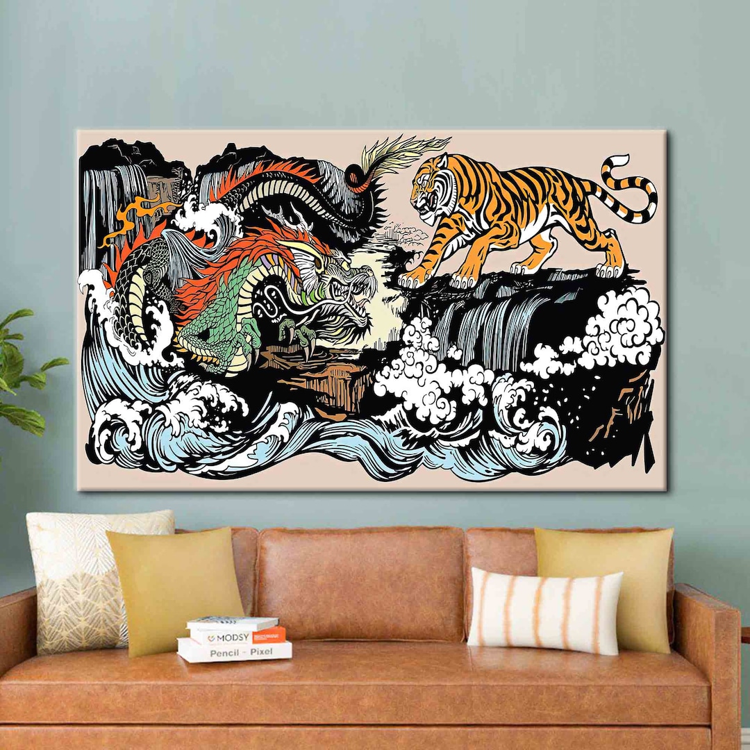Utagawa Kuniyoshi Poster, Japanese Canvas, Yin Yang Art Canvas, Animal ...