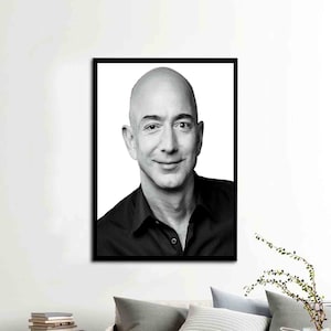 Jeff Bezos, Celebrity Poster, Jeff Bezos Canvas Art, Portret Canvas Art, Portre Art, Beroemde Quote Gedrukt, Beroemde Canvas Art,