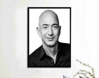 Jeff Bezos, Celebrity Poster, Jeff Bezos Canvas Art, Portrait Canvas Art, Portre Art, Famous Quote Printed, Famous Canvas Art,