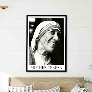 Mother Teresa, Famous Quote Poster, Portre Art, Mother Teresa Photo Art, Portrait Canvas Art, Celebrity Wall Decor, Famous Canvas Art,