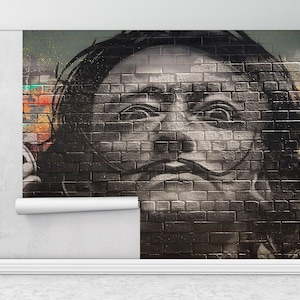 Graffiti Wallpaper,Bright Wall Paper,3d Wall Paper,Salvador Dali Graffiti Painting,Modern Wall Paper,Dali Street Wall Decor,
