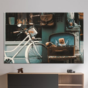 Cityscape Canvas Art, Vintage View Art Canvas, Canvas Decor, Cadeau voor hem, Wall Decor, Vintage Koffer Art Canvas,