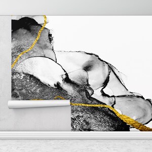 Wall Paper Peel and Stick, Gold Wall Mural, Modern Wall Decor, Custom Wall Paper, , 3d Wall Paper, Alcohol Ink Wallpaper,