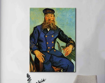 Portrait of the Postman Joseph Roulin, Van Gogh Postman Wall Art, Reproduction Art, Famous Wall Decor, Joseph Roulin Canvas,