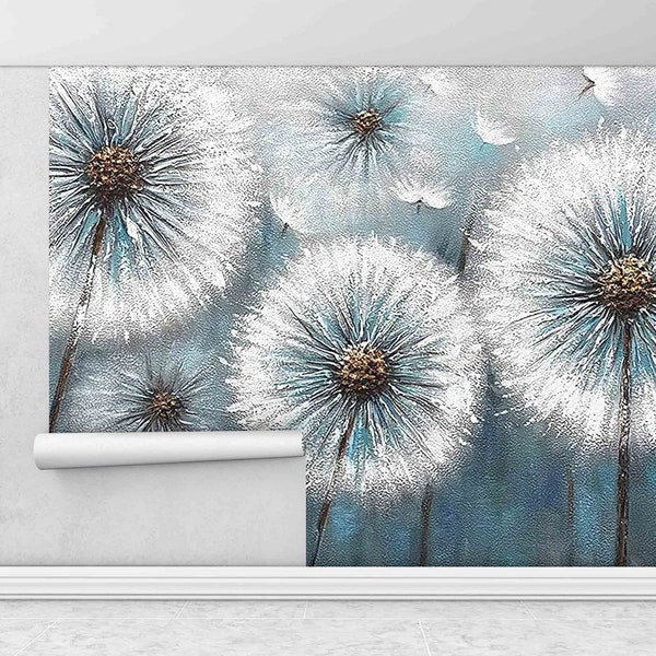 Wallpaper By The Yard, Modern Wall Poster, Floral Wall Print, Dandelion Lover Gift Wall Decor, Dandelion Paper Craft, Patterns And How To,