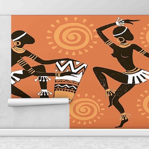 African Dancers Wall Poster, African Woman Wall Poster, Abstract Wall Poster, African Man Paper Art, Custom Wall Paper, 3D Wall Paper,