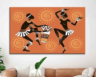 Black Woman Art, African Dancers Canvas, African Girl Wall Art, African Couple Printed, African Art Canvas, Ethnic Wall Art,
