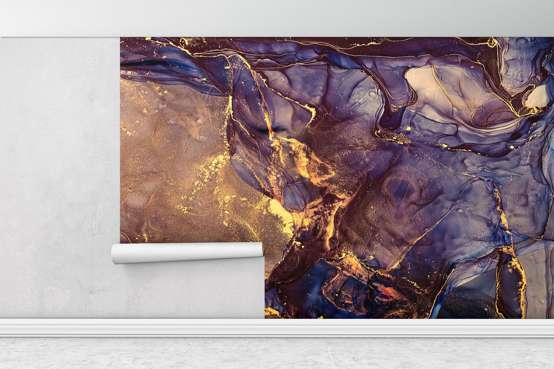 Purple and Gold Marble, 3d Wall Paper, Abstract Wall Paper, Modern Wall ...