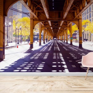 3D Papierkunst, Stadt Landschaft Wandbild, Chicago Wandbild, Chicago Landschaft Tapete, Ansicht Wandbild, Tapete schälen und aufkleben,