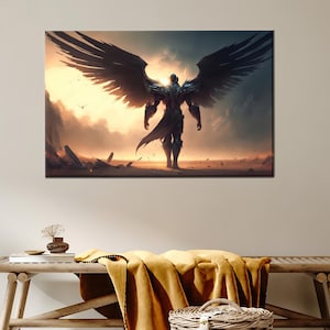 Warrior Canvas Print, Home Decor Canvas, Modern 3D Canvas, Warrior Angel 3D Canvas, Angel Canvas Print, Bedroom Decor Art,