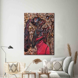 Woman Art, Jazz Wall Art, Music Canvas Art, African Art, Singer Artwork, Ethnic Artwork, Oil Painting Print, Abstract Wall Decor,