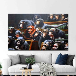 Banksy Monkeys Parliament, Graffiti Art Canvas, Banksy Monkeys Parliament Wall Decor, Painting Wall Art, Banksy Wall Art,