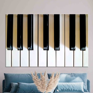 Piano Keys Wall Art, Black and White Canvas, Music Room Canvas, Wall Art Prints, Modern Wall Art, Office Poster, Gift For Him, Canvas,