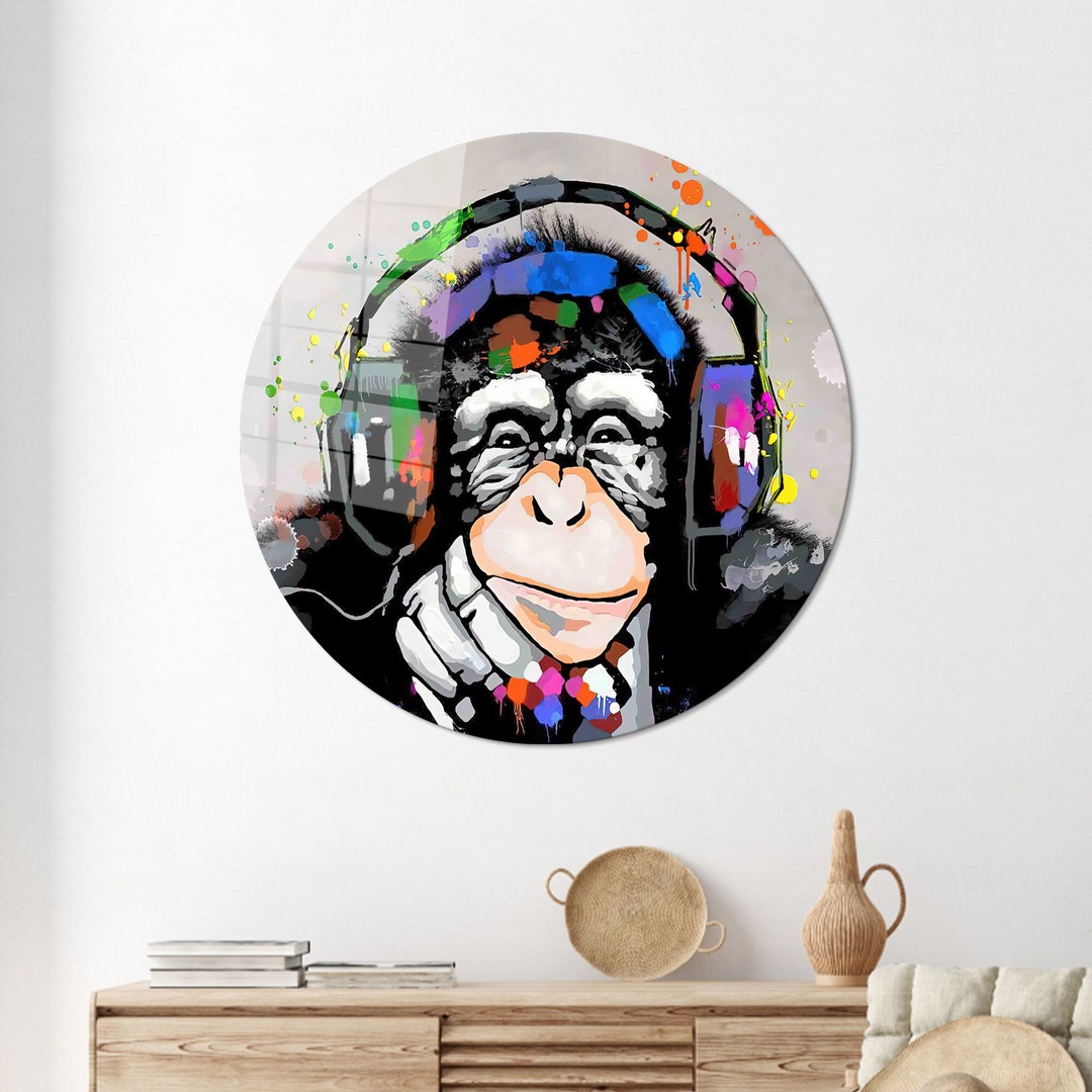 Thinking Monkey Wall Decor, Animal Wall Decor, Music Lover Gift