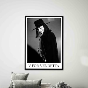 V For Vendetta, Celebrity Wall Decor, V For Vendetta Printed, Famous Quote Canvas, Portre Art Canvas, Portrait Canvas Art, Famous Canvas Art
