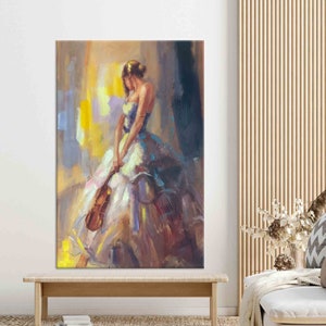 Wall Art, Woman With Violin, Modern Art Canvas, Violin Art Canvas, Living Room Wall Art, Abstract Canvas, Gift for Him, Woman 3D Canvas,