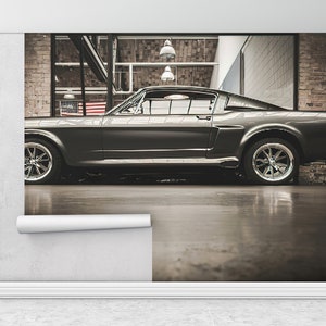 Car Lover Gift Mural, Office Wall Print, Ford Mustang Wall Print, The Ford Mustang Wall Painting, Motivatioanal Mural, Retro Car Wall Painti