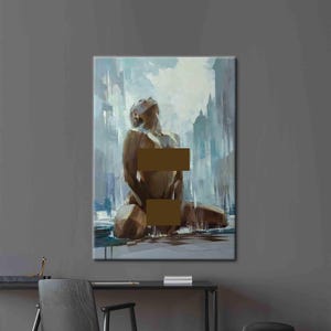 Naked Woman Painting Print, Naked Woman Wall Art, Bedroom Canvas Art, Sensual Photo Wall Decor, Sensual Photo Art Canvas, Mature Wall Art