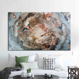 Renaissance Heaven Painting, Fresco Wall Art, Renaissance Wall Art, Angel Canvas, Reproduction Poster, Famous Canvas,