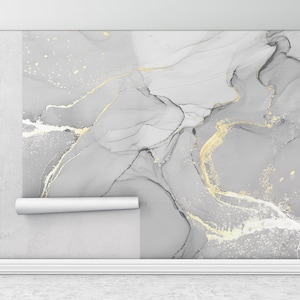 Papel de pared 3d, decoración de pared moderna, papel de pared Peel and Stick, papel tapiz gris y dorado, papel de pared personalizado, mural de mármol de lujo,