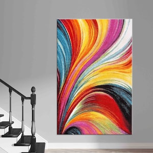 Modern Poster, Painting on Canvas, Colorful, Gift for Him, Colorful Canvas, Abstract 3D Canvas, Canvas Wall Art, Rainbow Wall Art,
