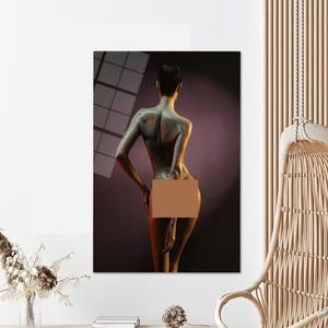 Naked Woman Photo Glass Printing,Personalized Glass Art,Wall Decor,Glass Custom For Art,Nude Butt Glass Printing, Mature Glass Art Decor