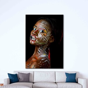 Fashion Canvas, Abstract Poster, African Wall Art, Attractive Lady Canvas Art, Afro Girl Canvas Art, Black Girl Wall Decor,