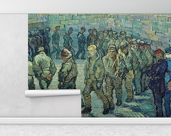 Papel tapiz 3D, Prisioneros haciendo ejercicio de Van Gogh, Papel tapiz autoadhesivo, Papel tapiz personalizado, Impresión de pintura al óleo,
