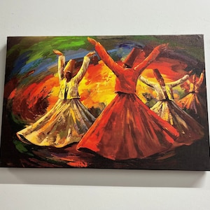 Large Wall Art, Canvas Print, Canvas Wall Art, Whirling Dervish Oil Painting Print, Dervish Canvas Art, Whirling Dervish 3D Canvas,