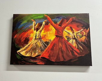 Large Wall Art, Canvas Print, Canvas Wall Art, Whirling Dervish Oil Painting Print, Dervish Canvas Art, Whirling Dervish 3D Canvas,